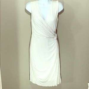 Bailey/44 White Wrap Dbl V Midi Dress Not See-thru